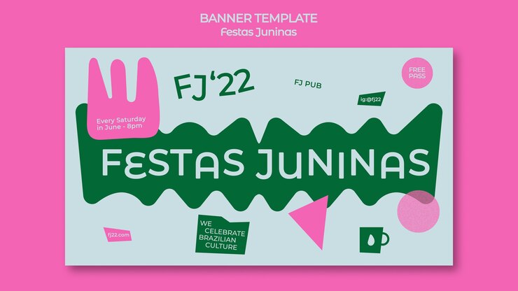 PSD grátis modelo de banner de festas juninas de design plano