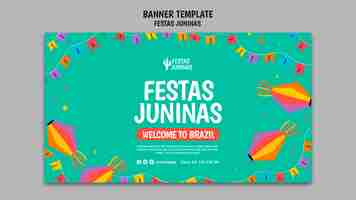 PSD grátis modelo de banner de festas juninas de design plano