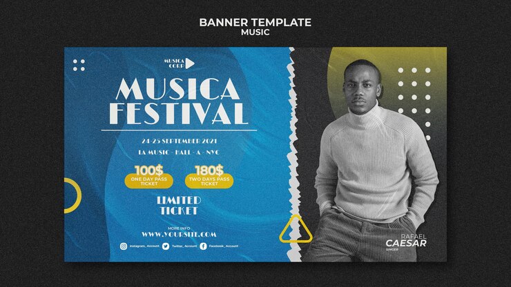 PSD grátis modelo de banner de festival de música