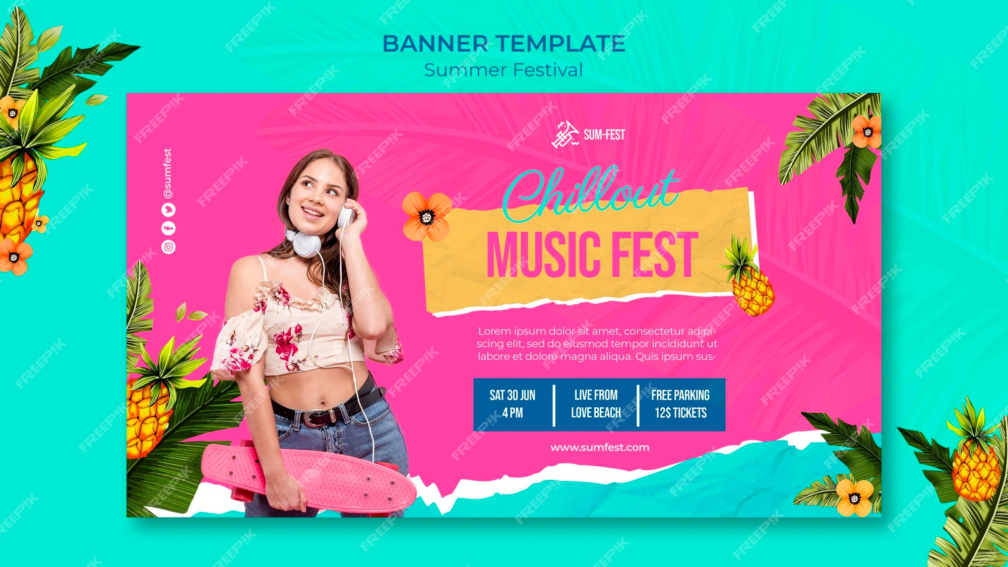 Modelo de banner de festival de música | PSD Grátis