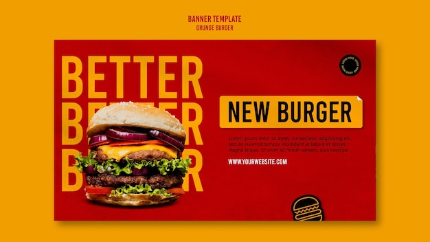 PSD grátis modelo de banner de hambúrguer grunge