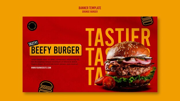 Modelo de banner de hambúrguer grunge