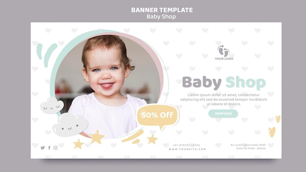 Modelo de banner de loja de bebês