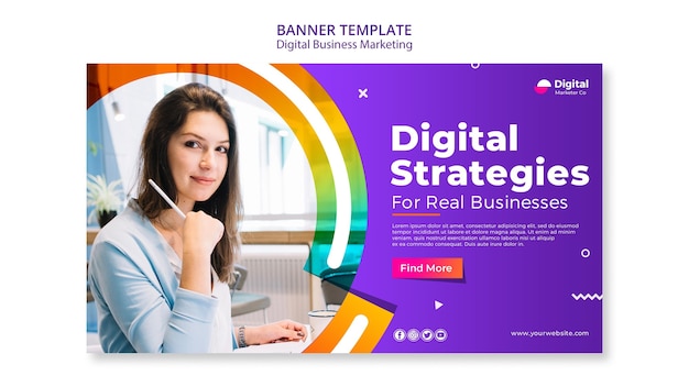 Modelo de banner de marketing empresarial digital