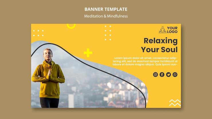 PSD grátis modelo de banner de meditação e atenção plena