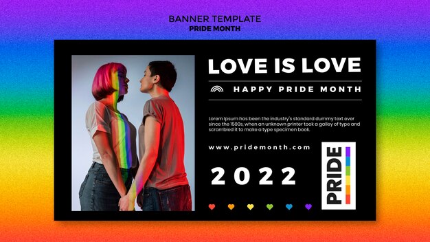 Modelo de banner de mês de orgulho de design plano