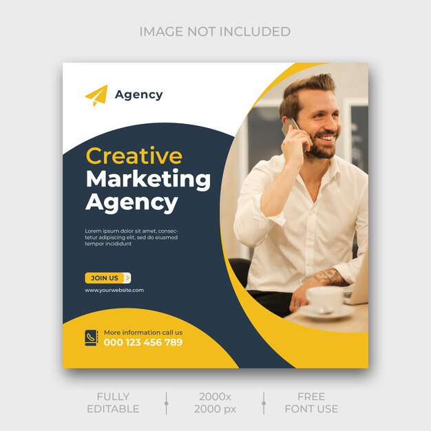 Modelo de banner de mídia social de marketing digital