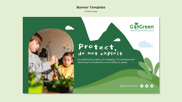 Modelo de banner de mudança climática