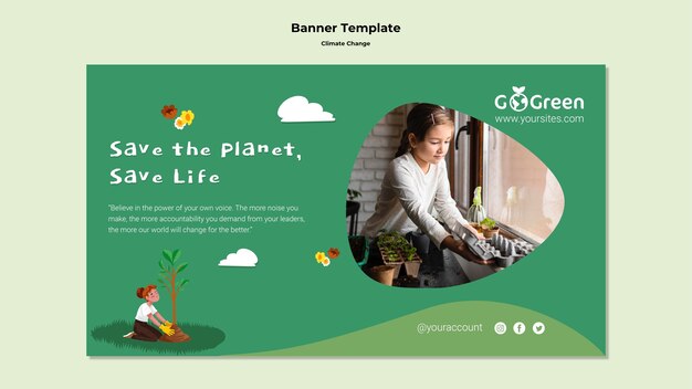 Modelo de banner de mudança climática