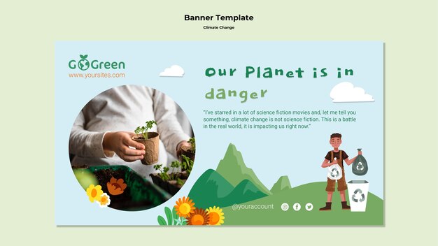 Modelo de banner de mudança climática