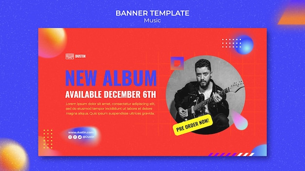 Modelo de banner de música de design plano