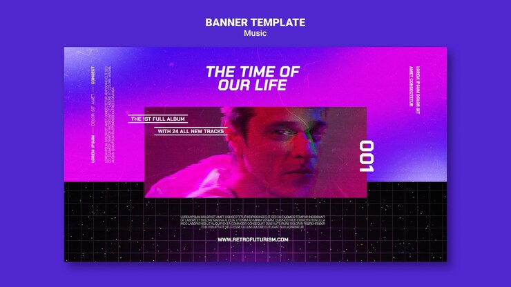 PSD grátis modelo de banner de música futurista