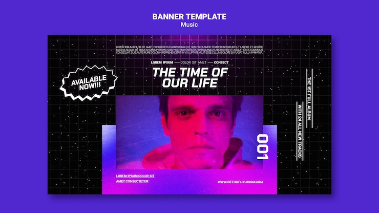 PSD grátis modelo de banner de música futurista
