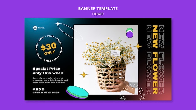 Modelo de banner de oferta de floricultura