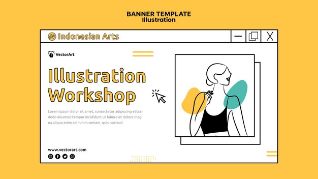 Modelo de banner de oficina de ilustração