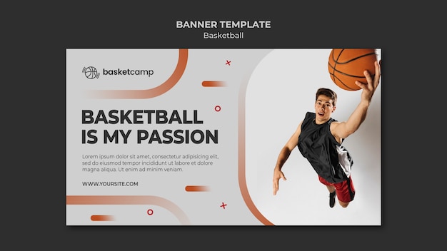 PSD grátis modelo de banner de paixão é basquete