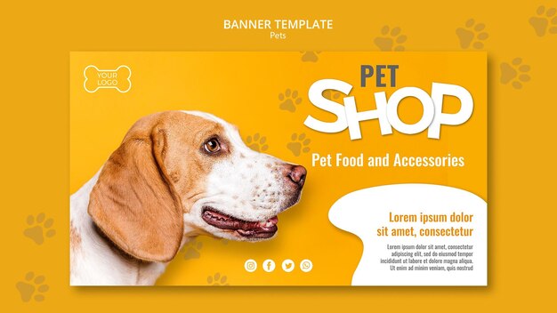 Modelo de banner de pet shop com foto