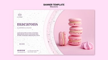 Modelo de banner de pilha rosa de macarons