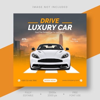 Modelo de banner de postagem de mídia social do instagram para aluguel de automóveis