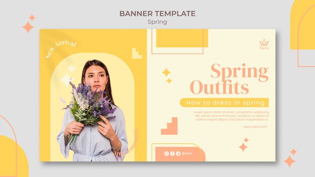 Modelo de banner de primavera minimalista