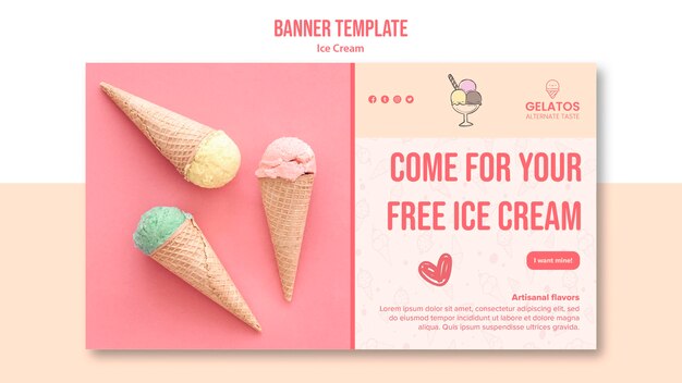 Modelo de banner de promoção de sorvete