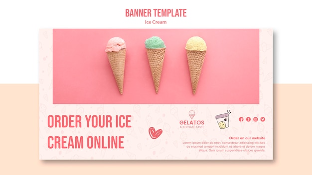 Modelo de banner de promoção de sorvete