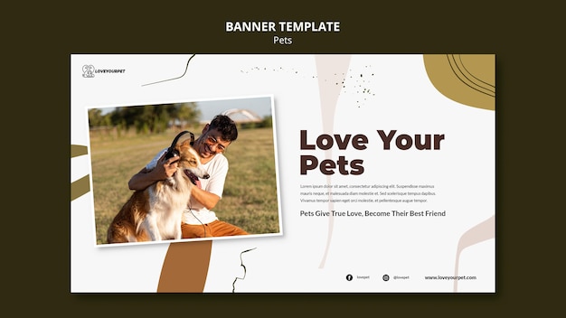 Modelo de banner de proprietários e animais de estimação