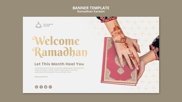 Modelo de banner de ramadã com foto