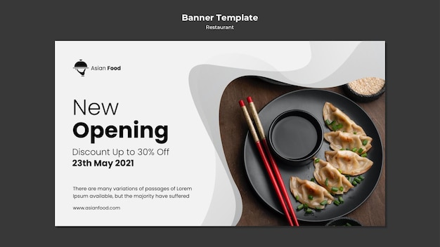 Modelo de banner de restaurante de comida asiática
