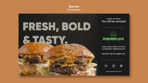 Modelo de banner de restaurante de hambúrguer