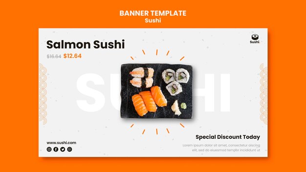 Modelo de banner de restaurante de sushi