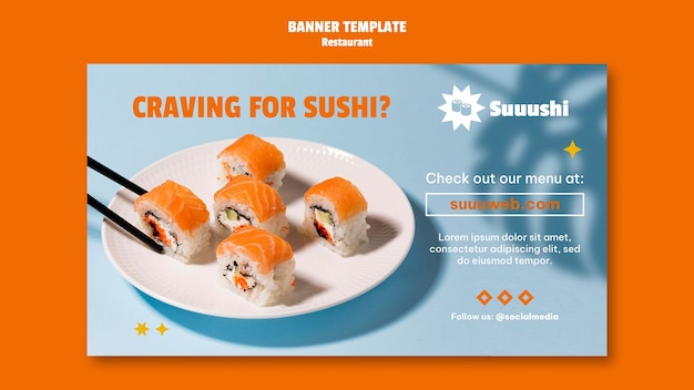PSD grátis modelo de banner de restaurante de sushi