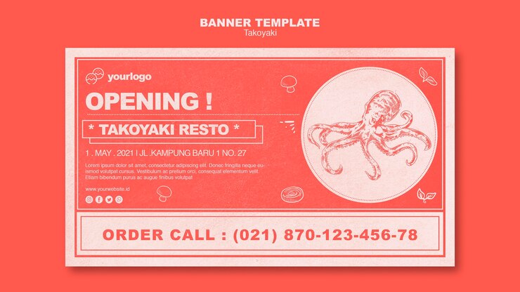 PSD grátis modelo de banner de restaurante takoyaki