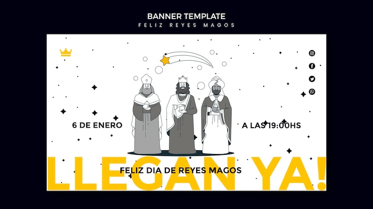 PSD grátis modelo de banner de reyes magos