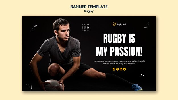 Modelo de banner de rugby com foto