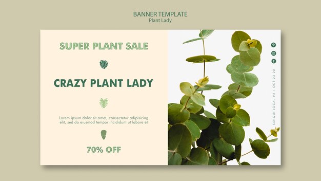 Modelo de banner de senhora de planta