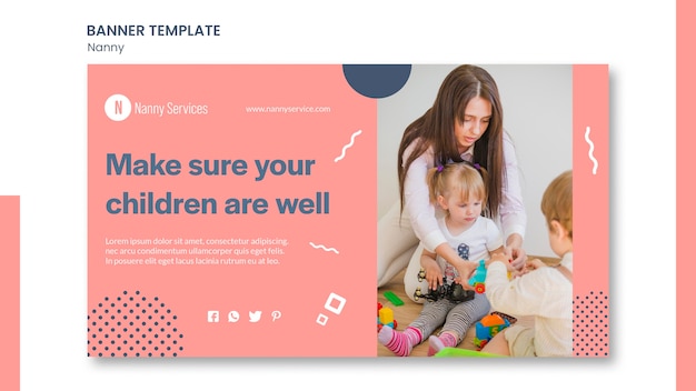 Modelo de banner de serviços de babá
