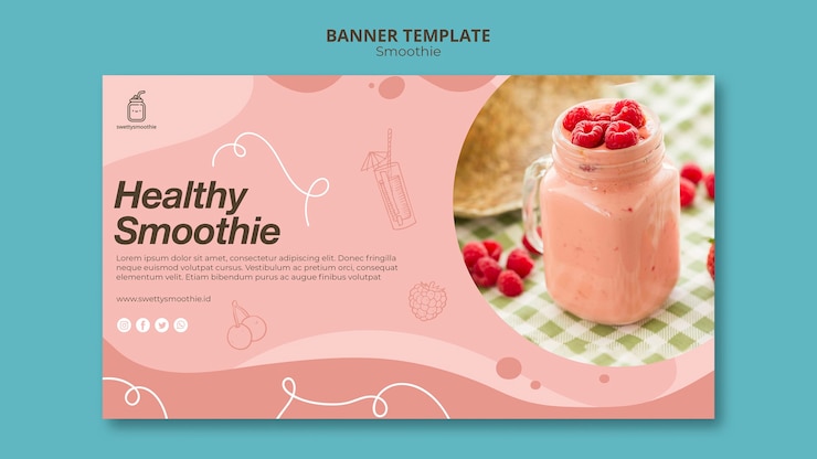 PSD grátis modelo de banner de smoothie fresco com foto