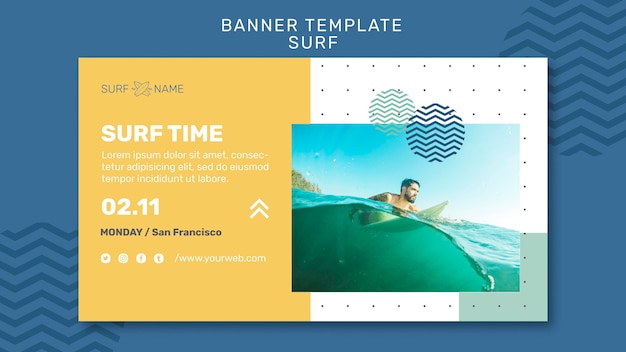 Modelo de banner de surf