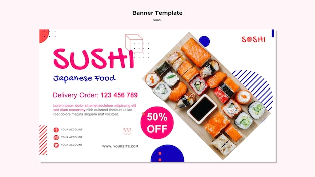 PSD grátis modelo de banner de sushi