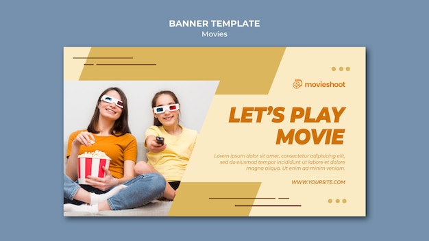 Modelo de banner de tempo de filme com foto