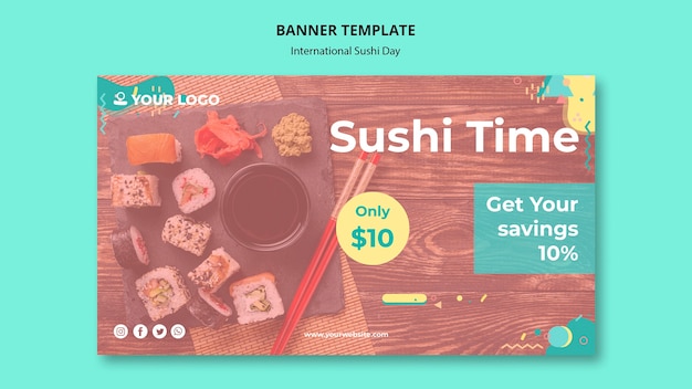 PSD grátis modelo de banner de tempo de refeição de sushi