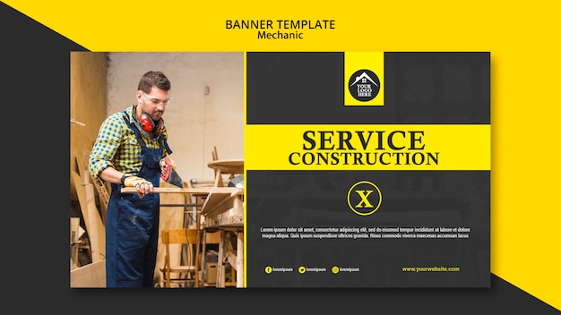 Modelo de banner de trabalhador manual de carpinteiro