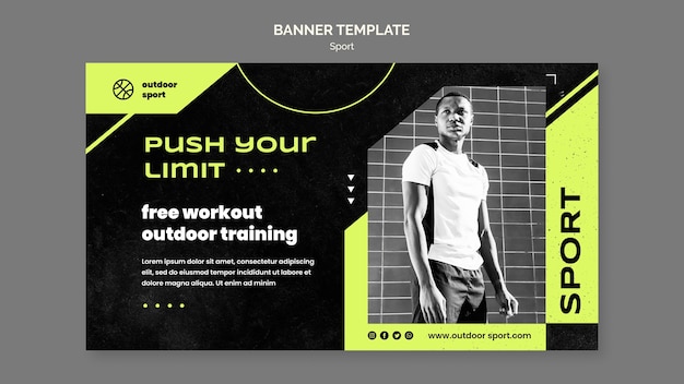 Modelo de banner de treino ao ar livre