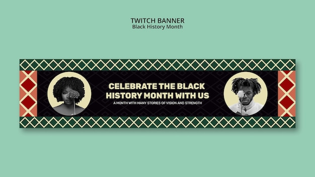 PSD grátis modelo de banner de twitch do mês da história negra