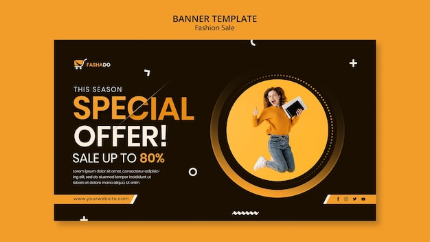 Modelo de banner de venda de moda