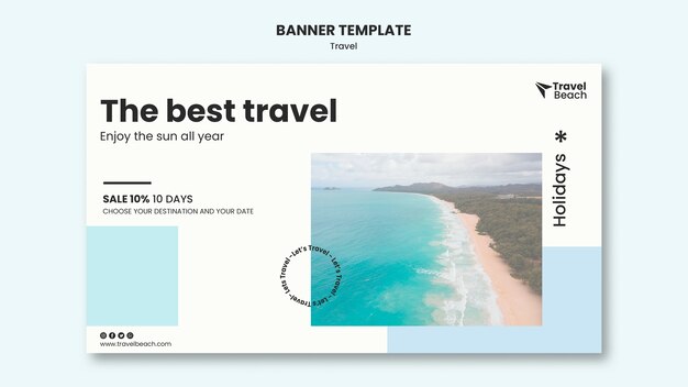 Modelo de banner de venda de viagens na praia