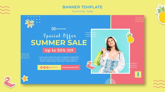 Modelo de banner de vendas de verão