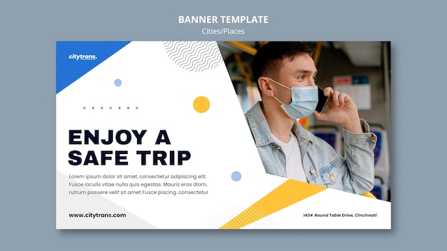 Modelo de banner de viagem segura
