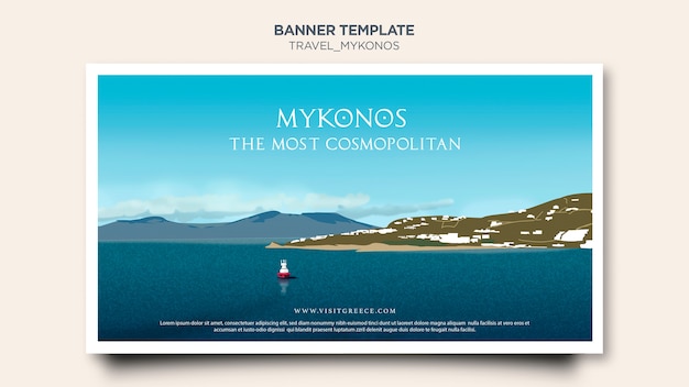 PSD grátis modelo de banner de viagens mykonos